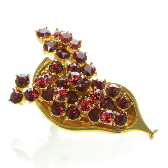 100% Authentic! Oscar de la Renta Crystal Pomegranate Brooch - Picture 1 of 5